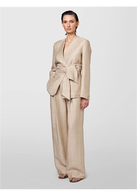 Alpha Studio beige linen blazer with belt and V-neck ALPHA STUDIO |  | AD-6611N2016